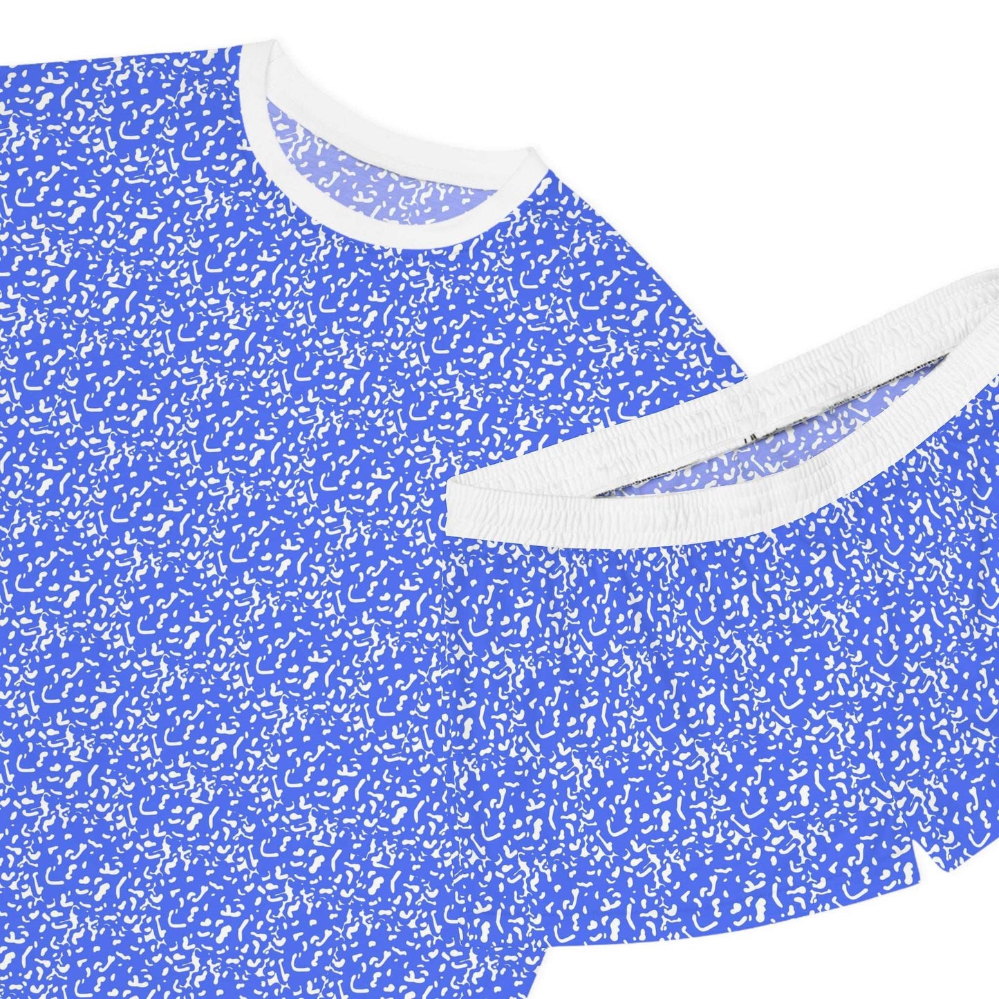 Chic Women's Short Pajama Set, Cozy Sleepwear, Blue Pattern PJs, Relaxed - Roe Creation