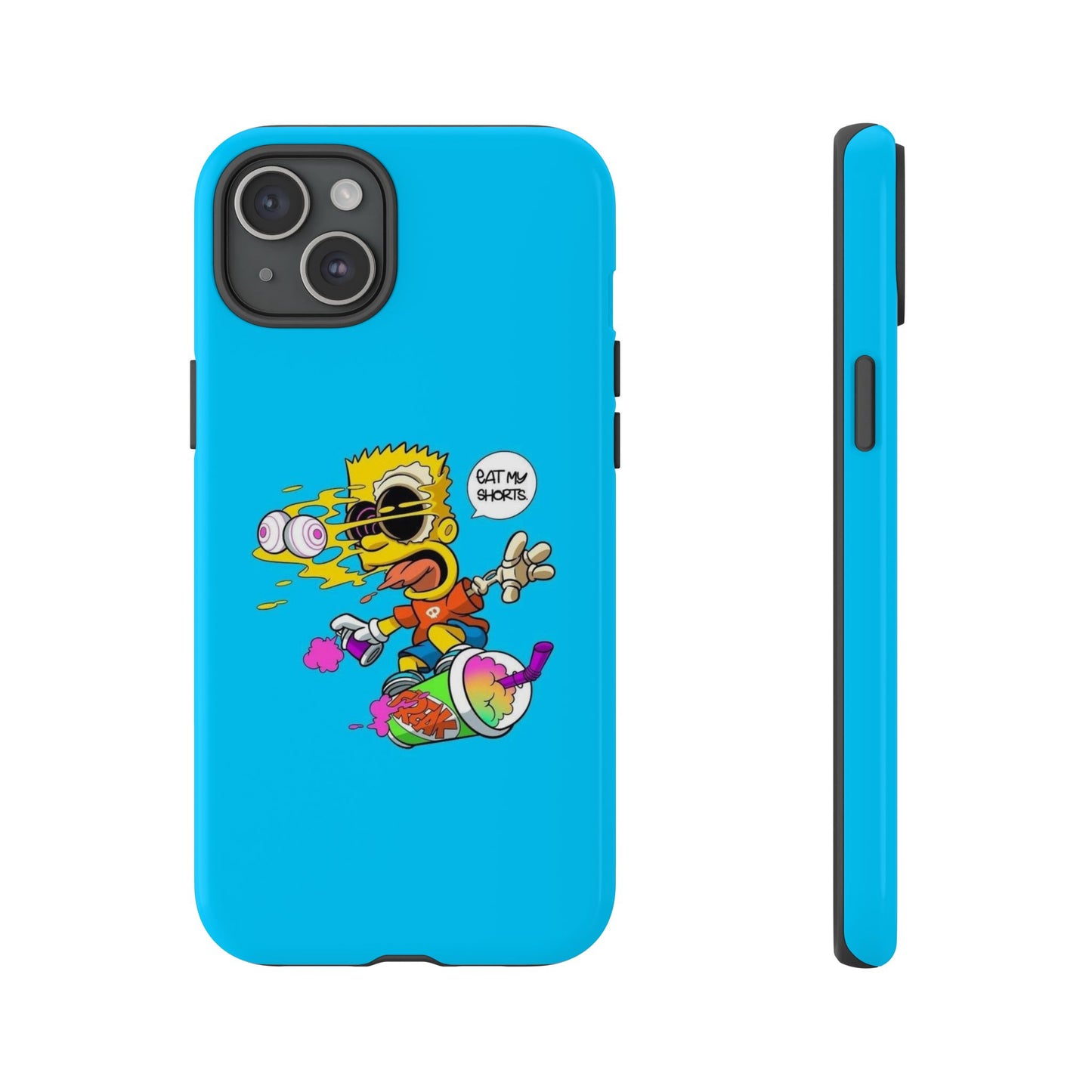 Spongebob Blue Cartoon iPhone Case - 'Eat My Shorts' Design