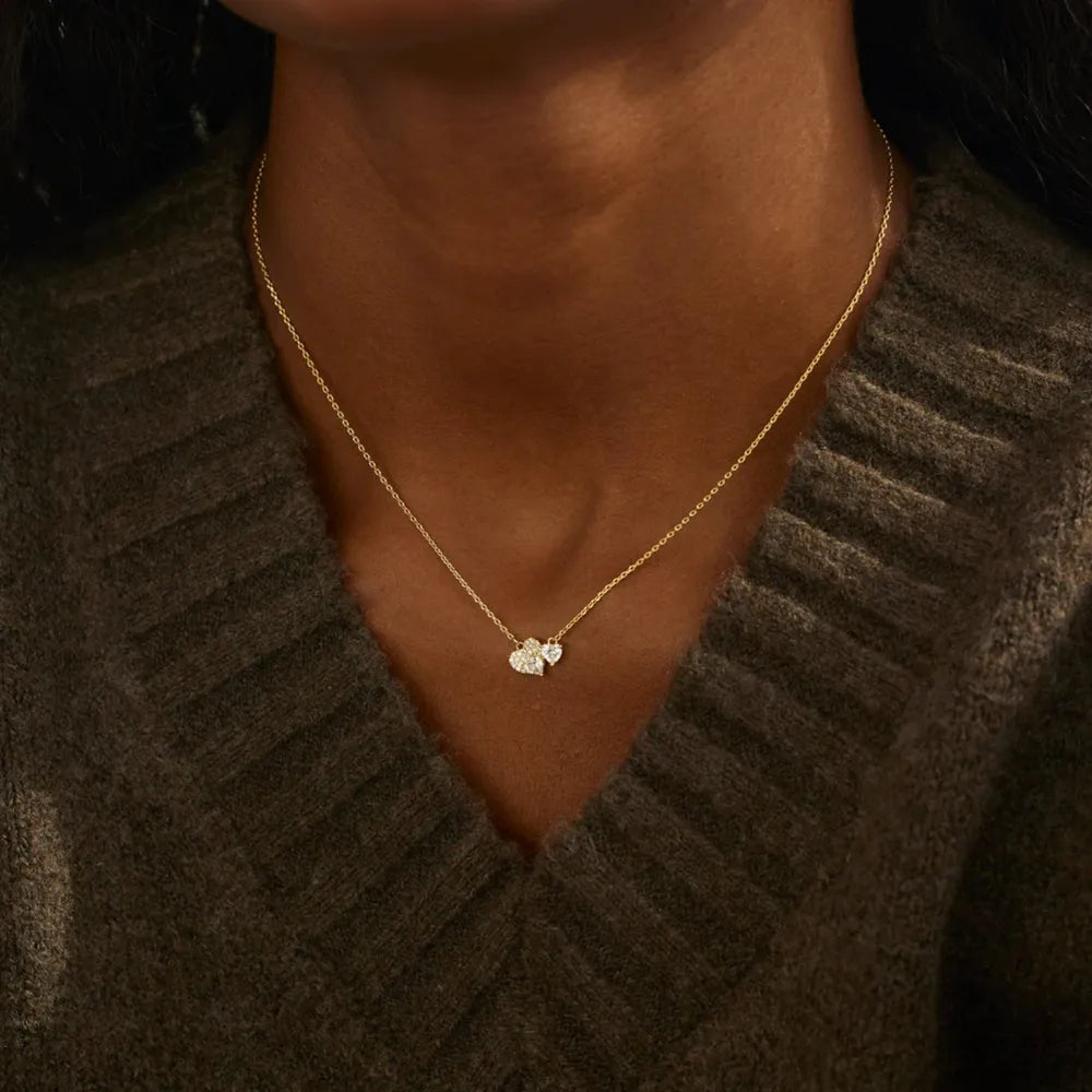 18K Gold-Plated 925 Sterling Silver Zircon Heart Necklace - Roe Creation