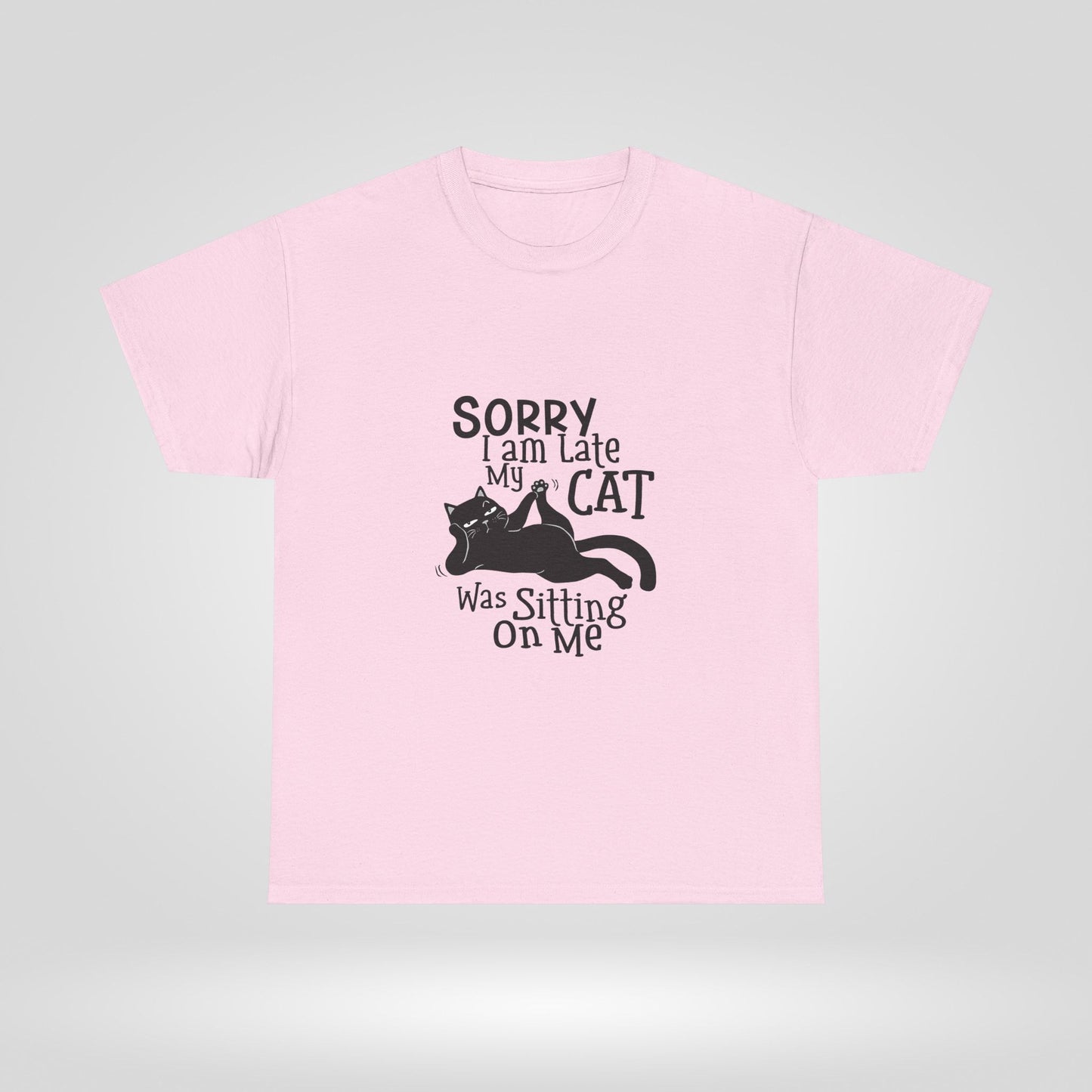 Funny Cat Lover Unisex Heavy Cotton Tee - Sorry I Am Late, My Cat Was Sitting On Me - Roe Creation