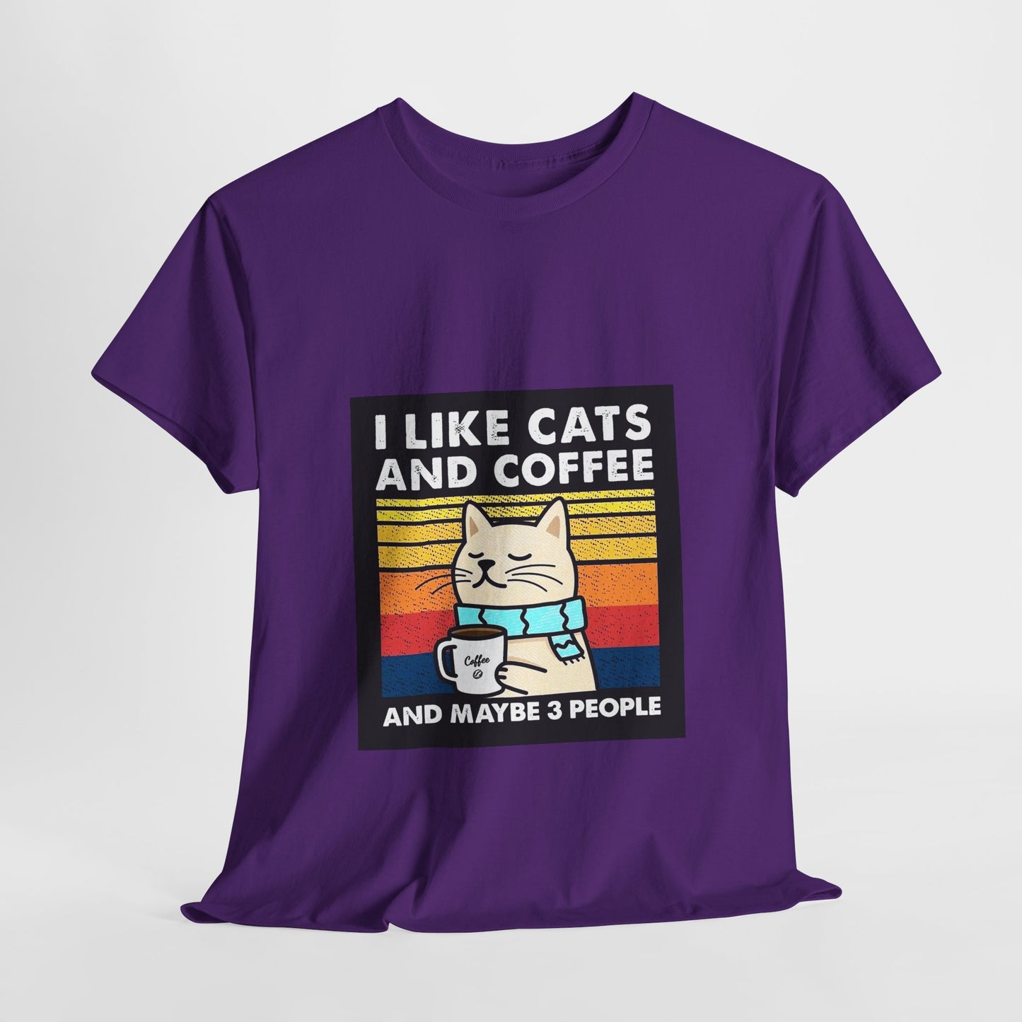"I Like Cats and Coffee and Maybe 3 People" Unisex Heavy Cotton Tee - Roe Creation