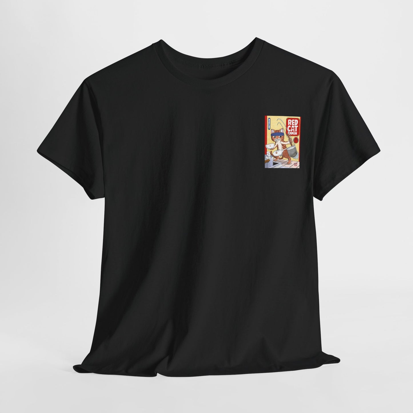 Red Cat Ramen Unisex Heavy Cotton Tee – Fun and Playful Design for Food Lovers - Roe Creation