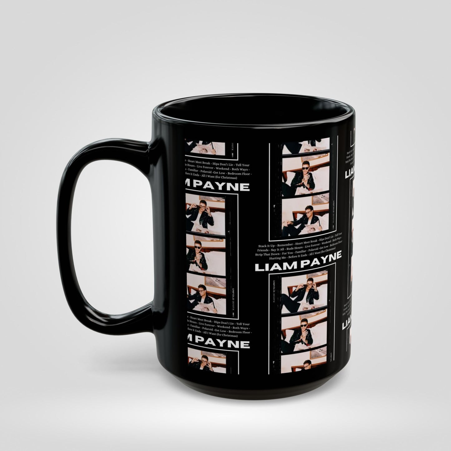 Liam Payne Black Mug - 11oz & 15oz Coffee Cup with Photo Collage Design