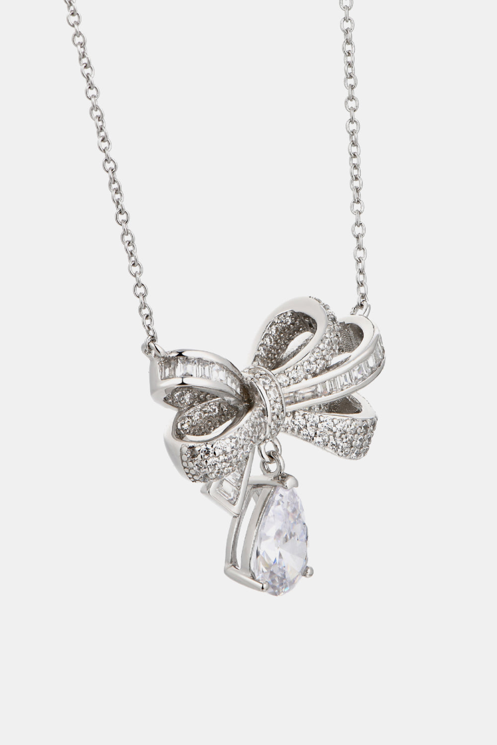 Teardrop Shape 925 Sterling Silver Zircon Pendant Necklace - Roe Creation