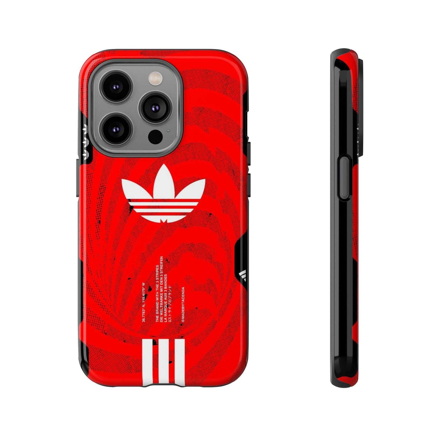 Adidas Tough Phone Case - Red Floral Design, Durable Protection.