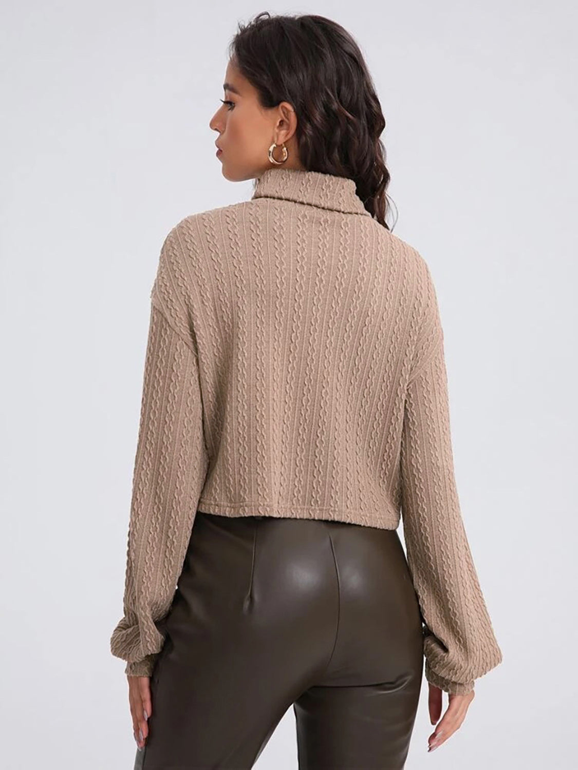 Classic Turtleneck Long Sleeve Top – Women's Fitted Winter Shirt - Roe Creation