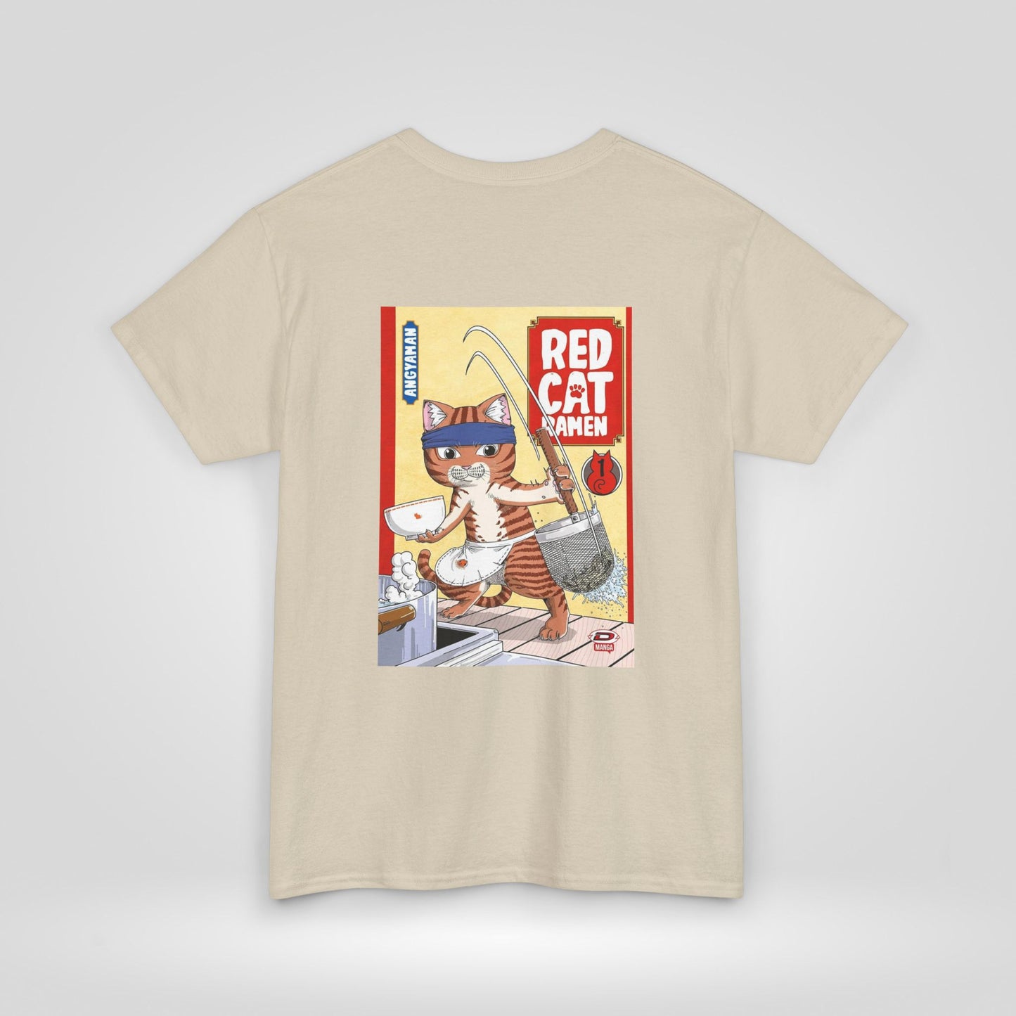 Red Cat Ramen Unisex Heavy Cotton Tee – Fun and Playful Design for Food Lovers - Roe Creation