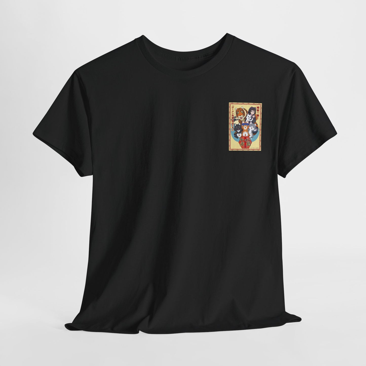 Cute Red Cat Ramen Unisex Heavy Cotton Tee - Ideal for Fans and Casual Wear