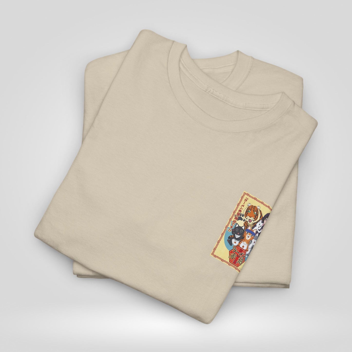Cute Red Cat Ramen Unisex Heavy Cotton Tee - Ideal for Fans and Casual Wear