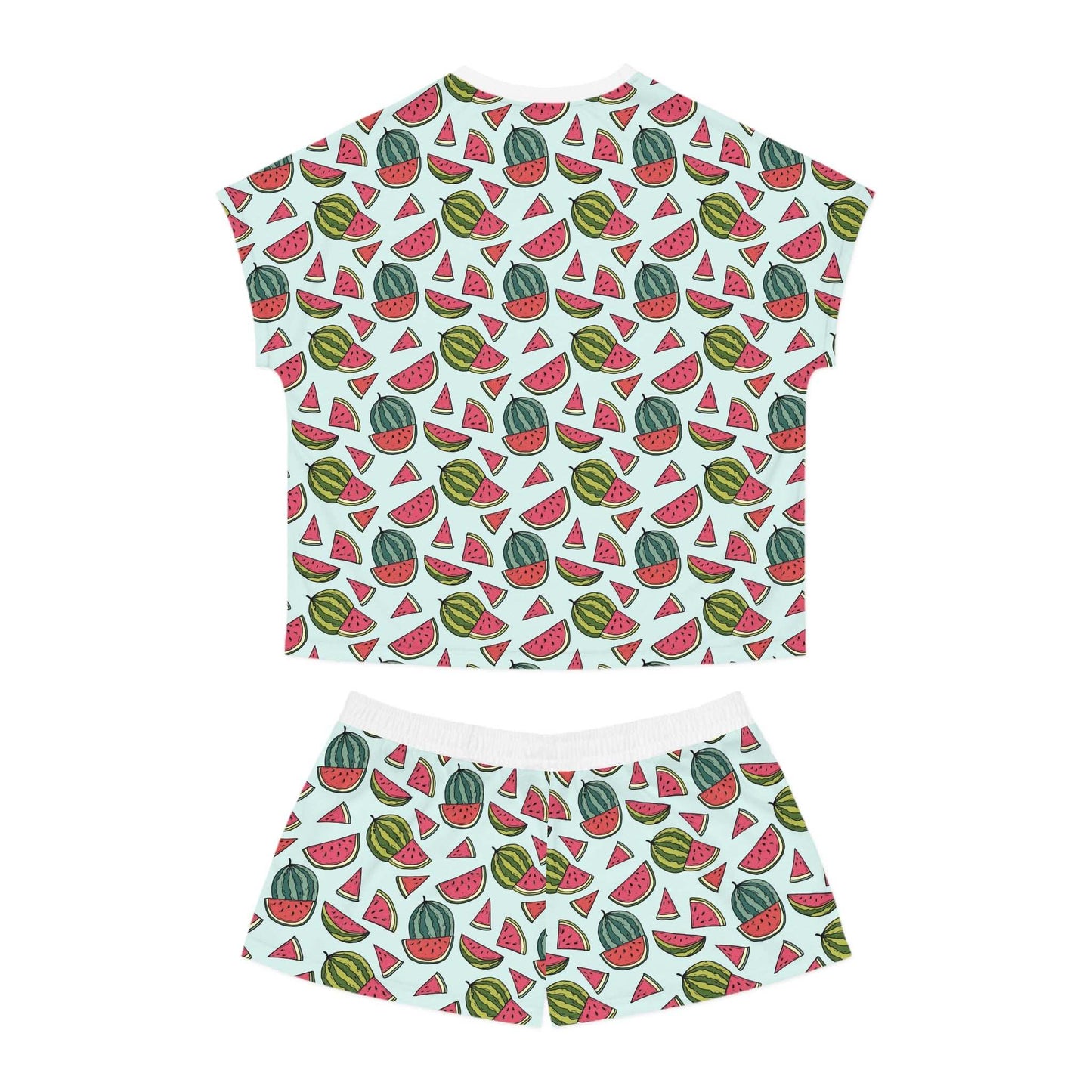Watermelon Print Short Pajama Set, Summer Sleepwear, Women's Lounge Set, Cute.