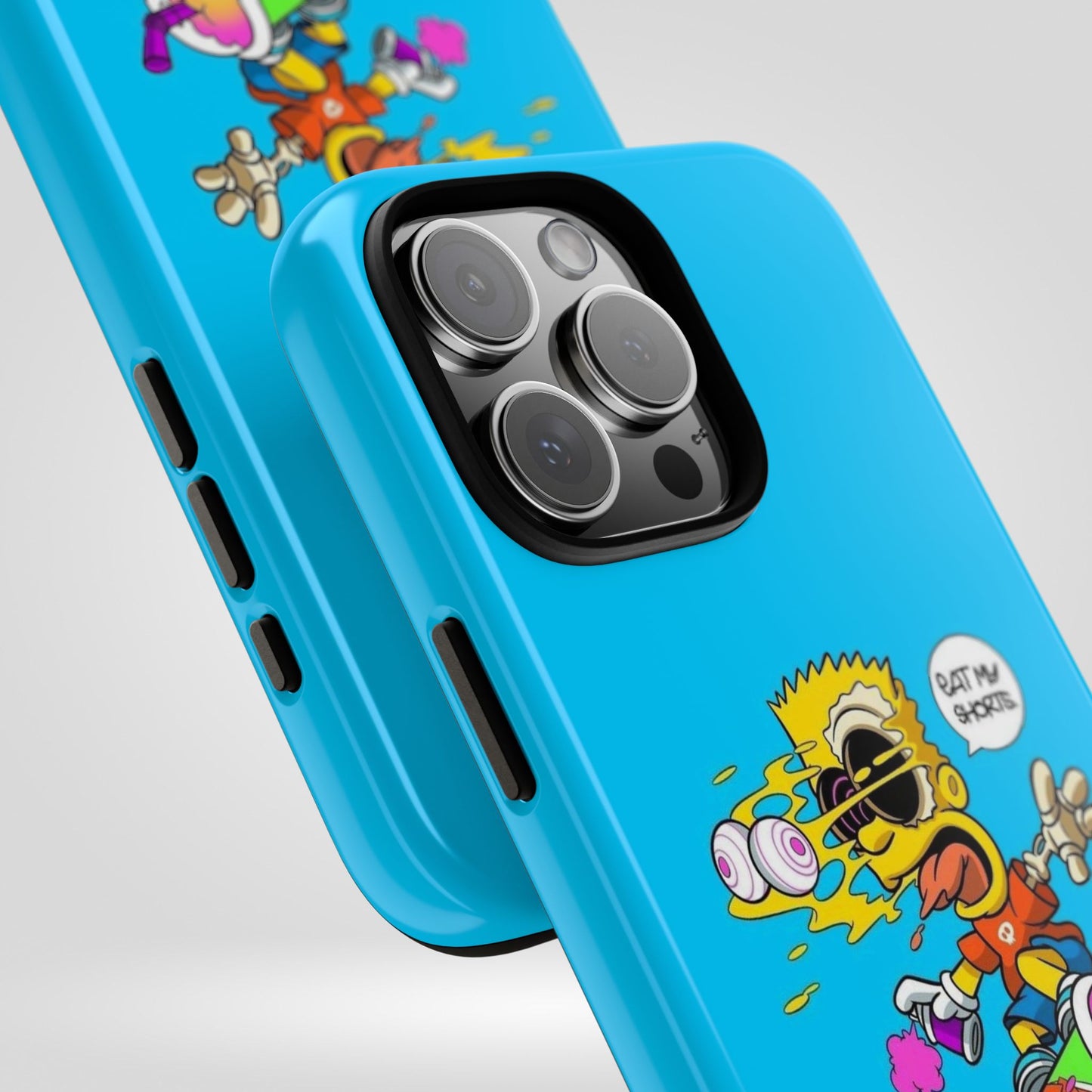 Spongebob Blue Cartoon iPhone Case - 'Eat My Shorts' Design
