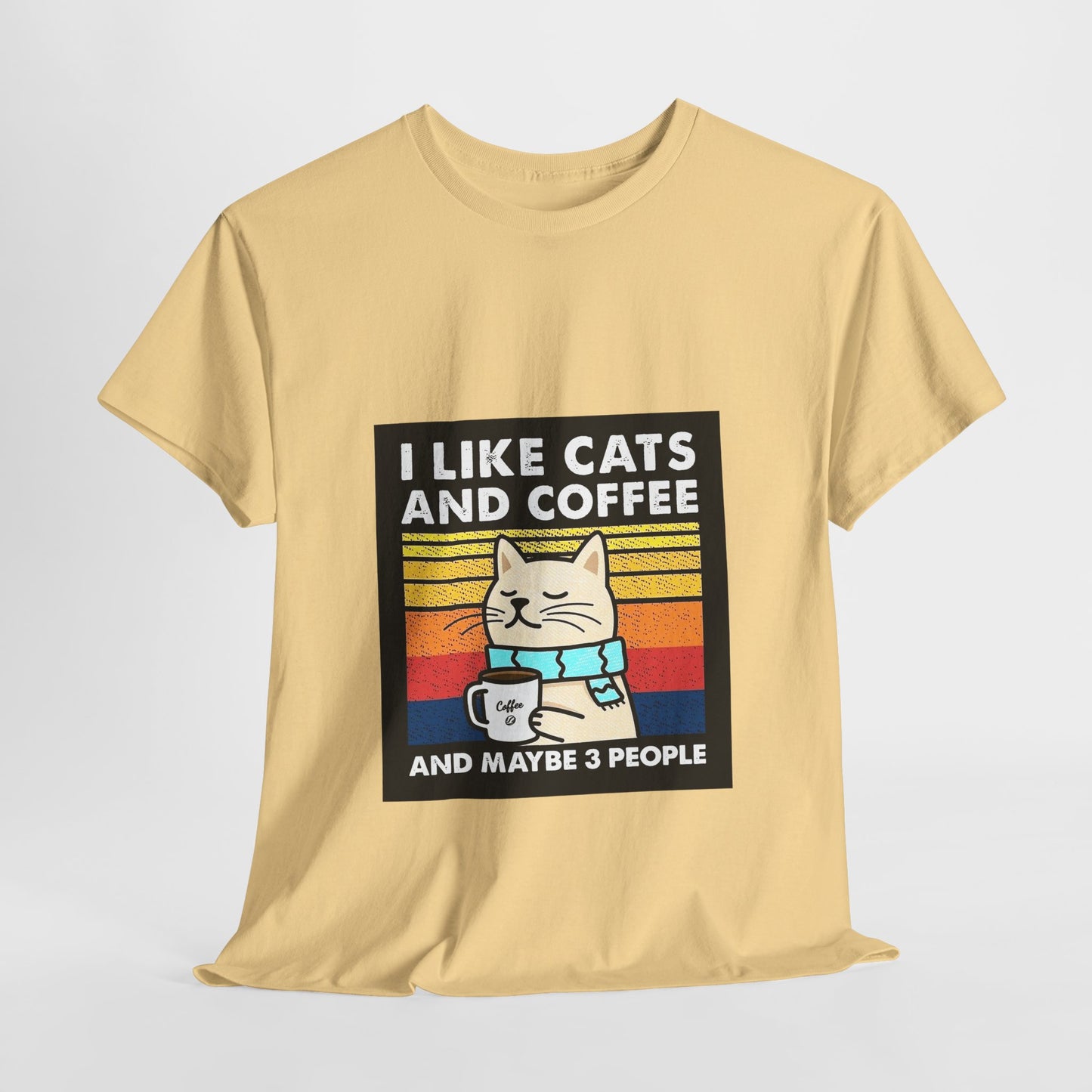 "I Like Cats and Coffee and Maybe 3 People" Unisex Heavy Cotton Tee - Roe Creation