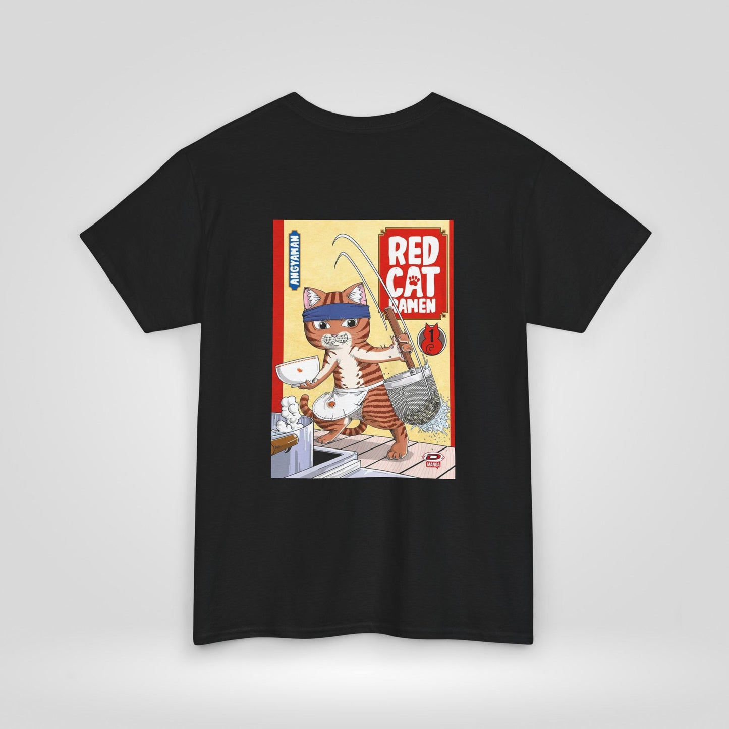 Red Cat Ramen Unisex Heavy Cotton Tee – Fun and Playful Design for Food Lovers - Roe Creation