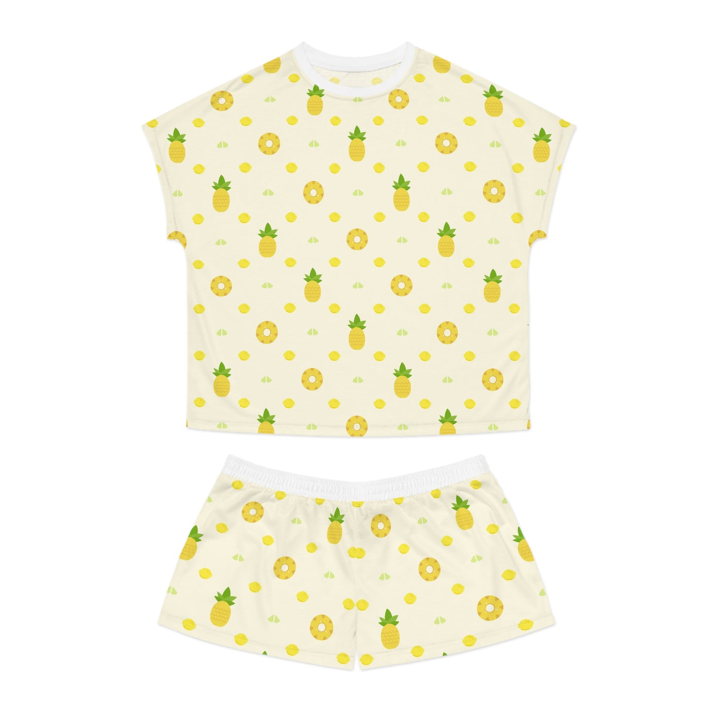 Pineapple Print Women's Summer Pajama Set, Cute Sleepwear, Tropical Loungewear,.