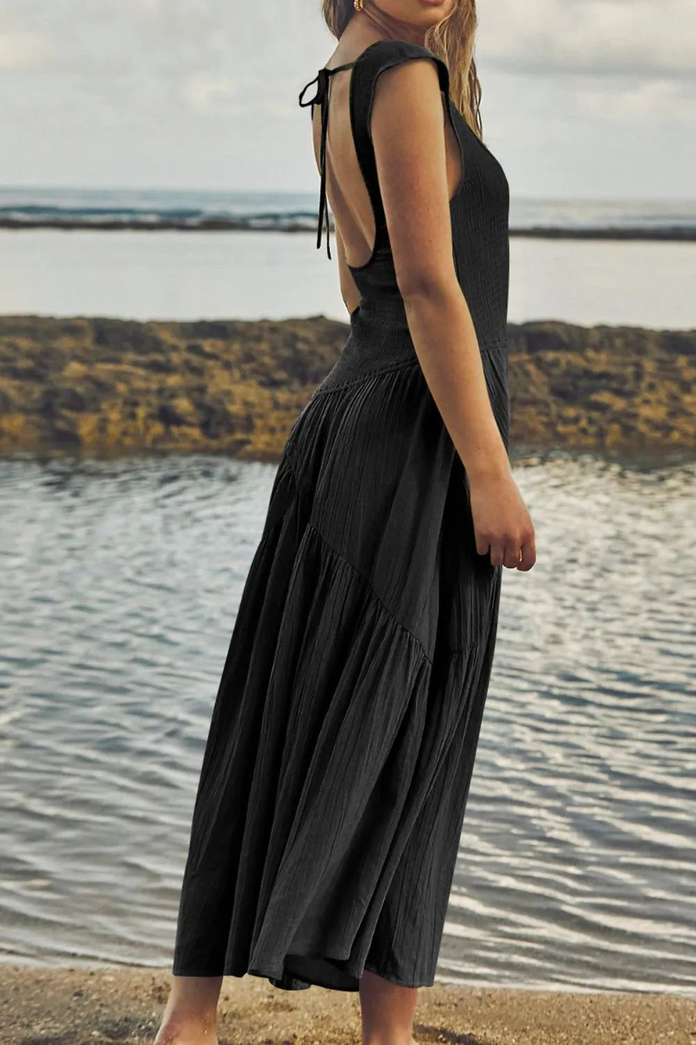 Square Neck Wide Strap Dress - Roe Creation