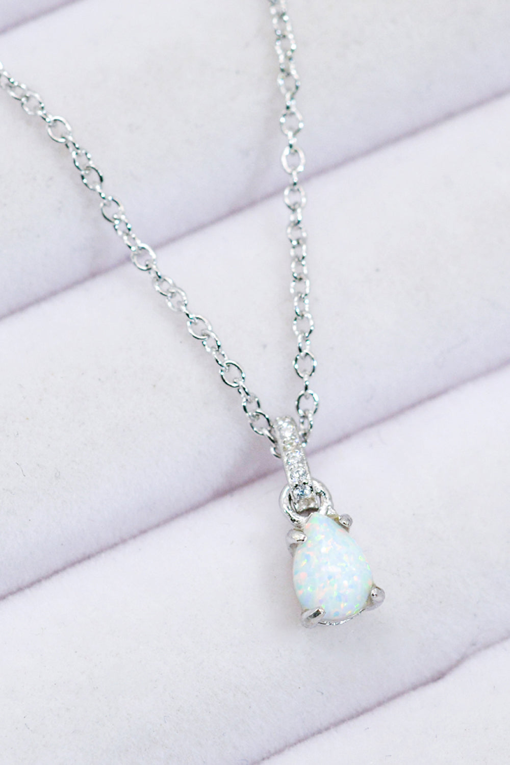Opal Pendant 925 Sterling Silver Chain-Link Necklace - Roe Creation