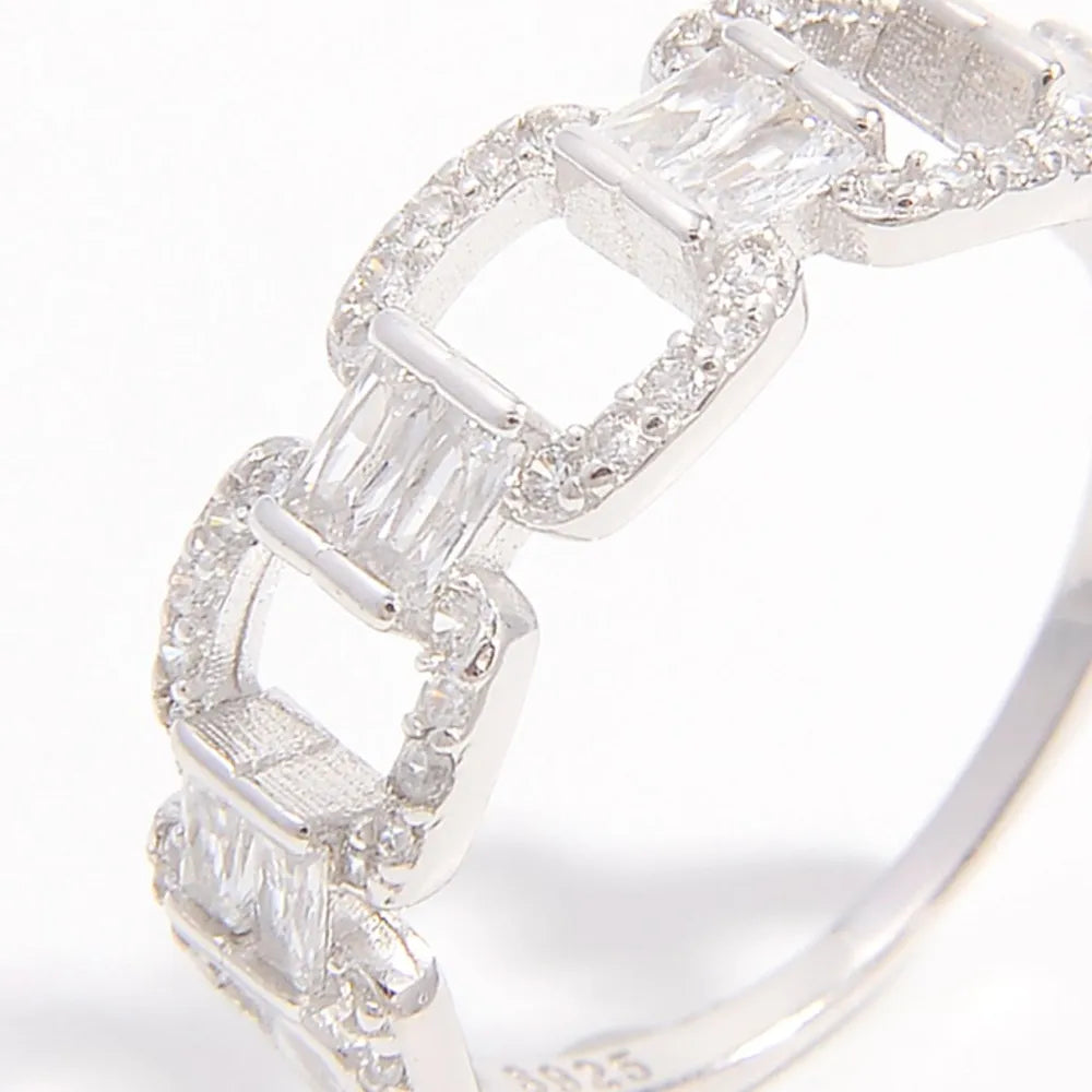 925 Sterling Silver Zircon Cutout Ring - Roe Creation