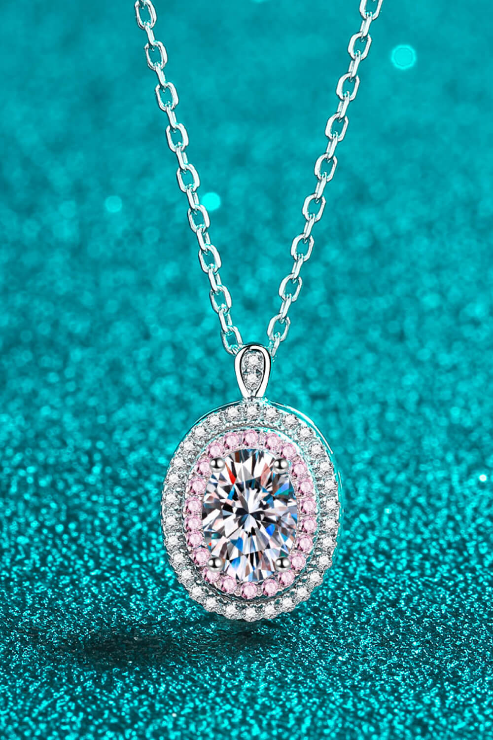 Adored 925 Sterling Silver Rhodium-Plated 1 Carat Moissanite Pendant Necklace - Roe Creation