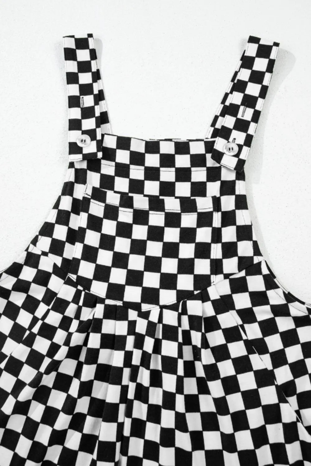Checkered Print Pocketed Wide Leg Jumpsuit - Roe Creation