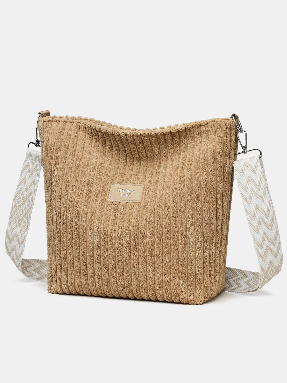 Solid Colour Corduroy Crossbody Bag with Removable Strap - Roe Creation