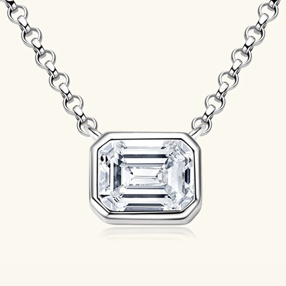 1 Carat Moissanite 925 Sterling Silver Pendant Necklace - Roe Creation