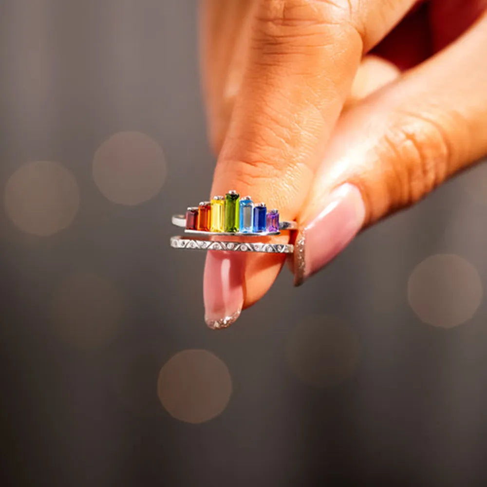 Zircon 925 Sterling Silver Double-Layered Ring - Roe Creation
