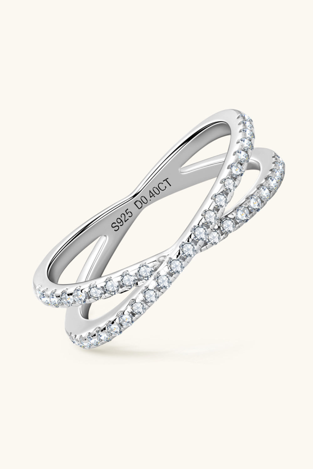 Moissanite 925 Sterling Silver Crisscross Ring - Roe Creation