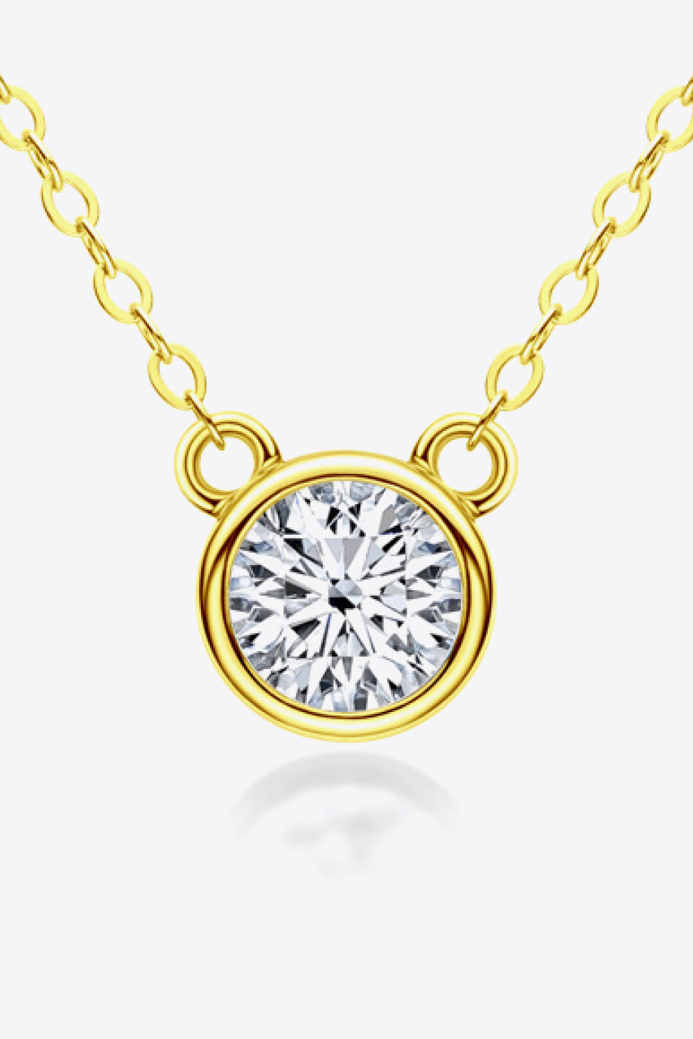 925 Sterling Silver 1 Carat Moissanite Round Pendant Necklace - Roe Creation