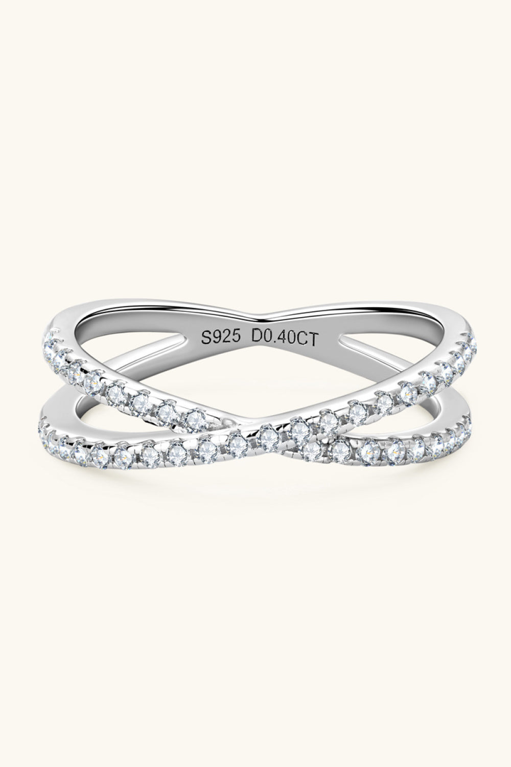 Moissanite 925 Sterling Silver Crisscross Ring - Roe Creation