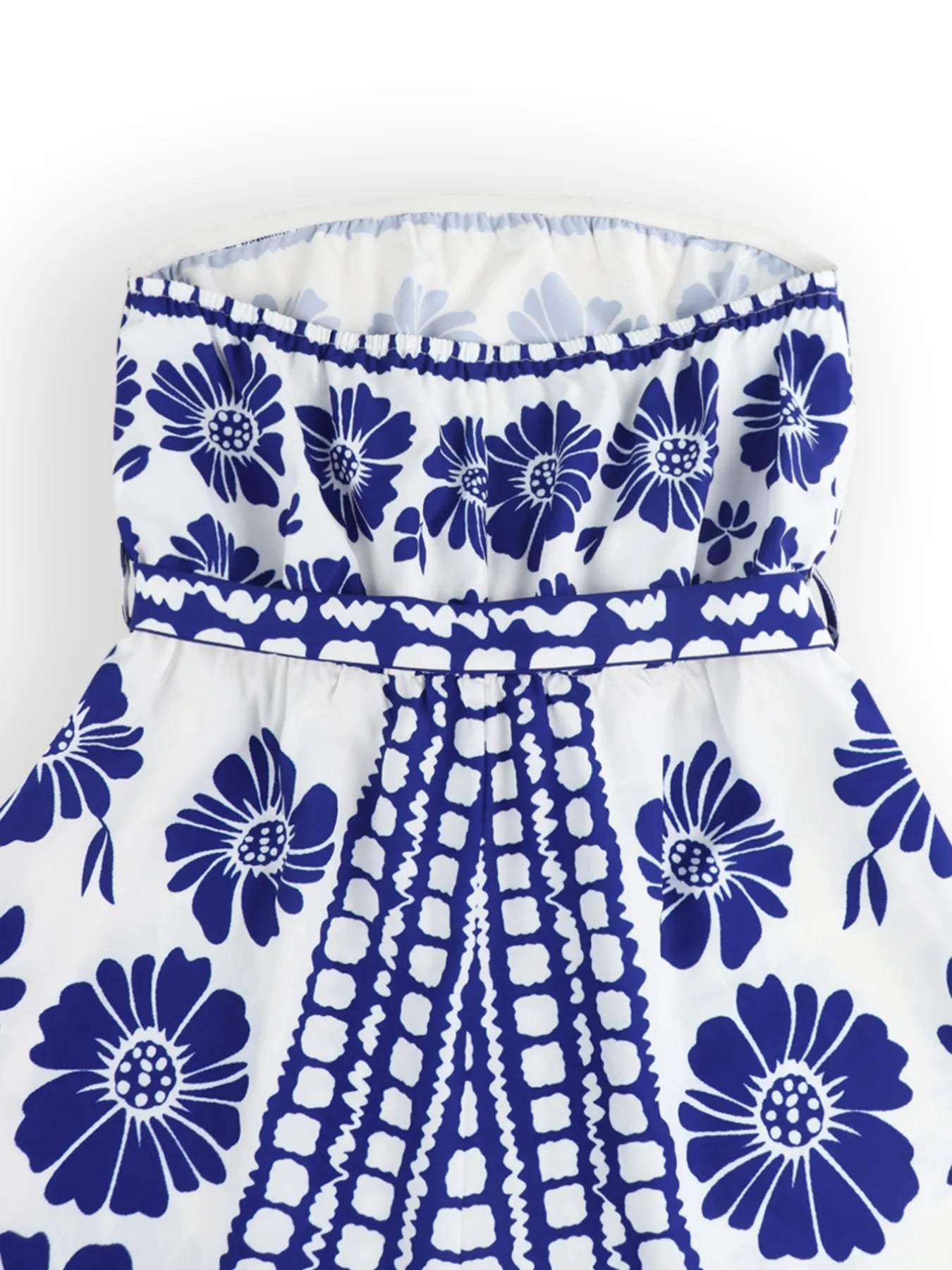 Printed Tube Tie Waist Romper - Roe Creation