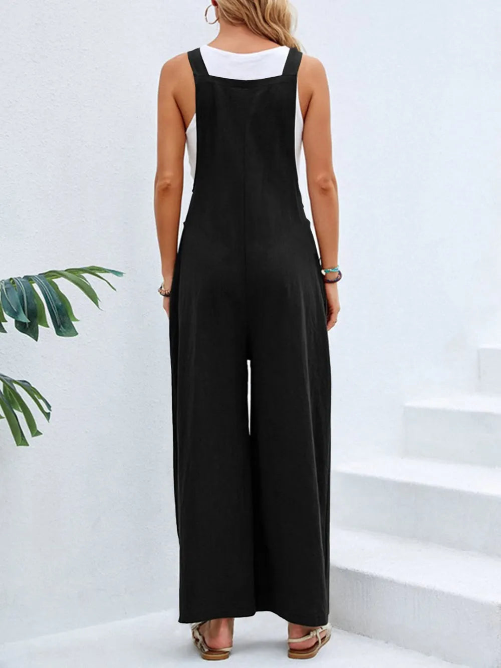Full Size Square Neck Wide Strap Overalls - Roe Creation