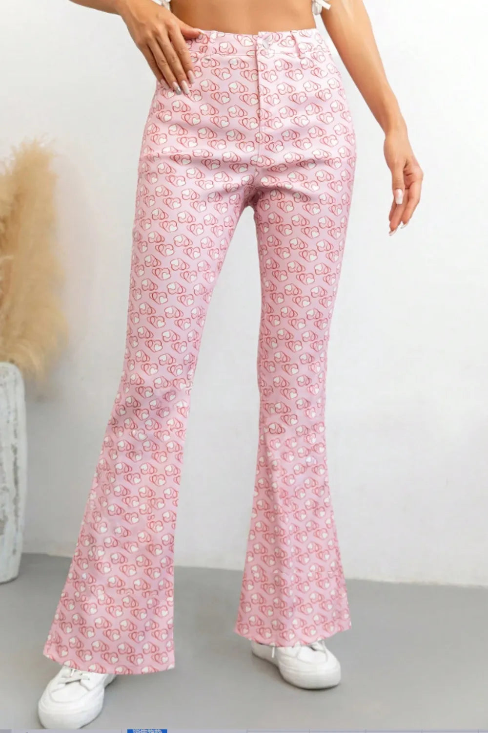 Printed High Waist Flare Pants with Functional Pockets – Women’s Trendy Trousers - Roe Creation