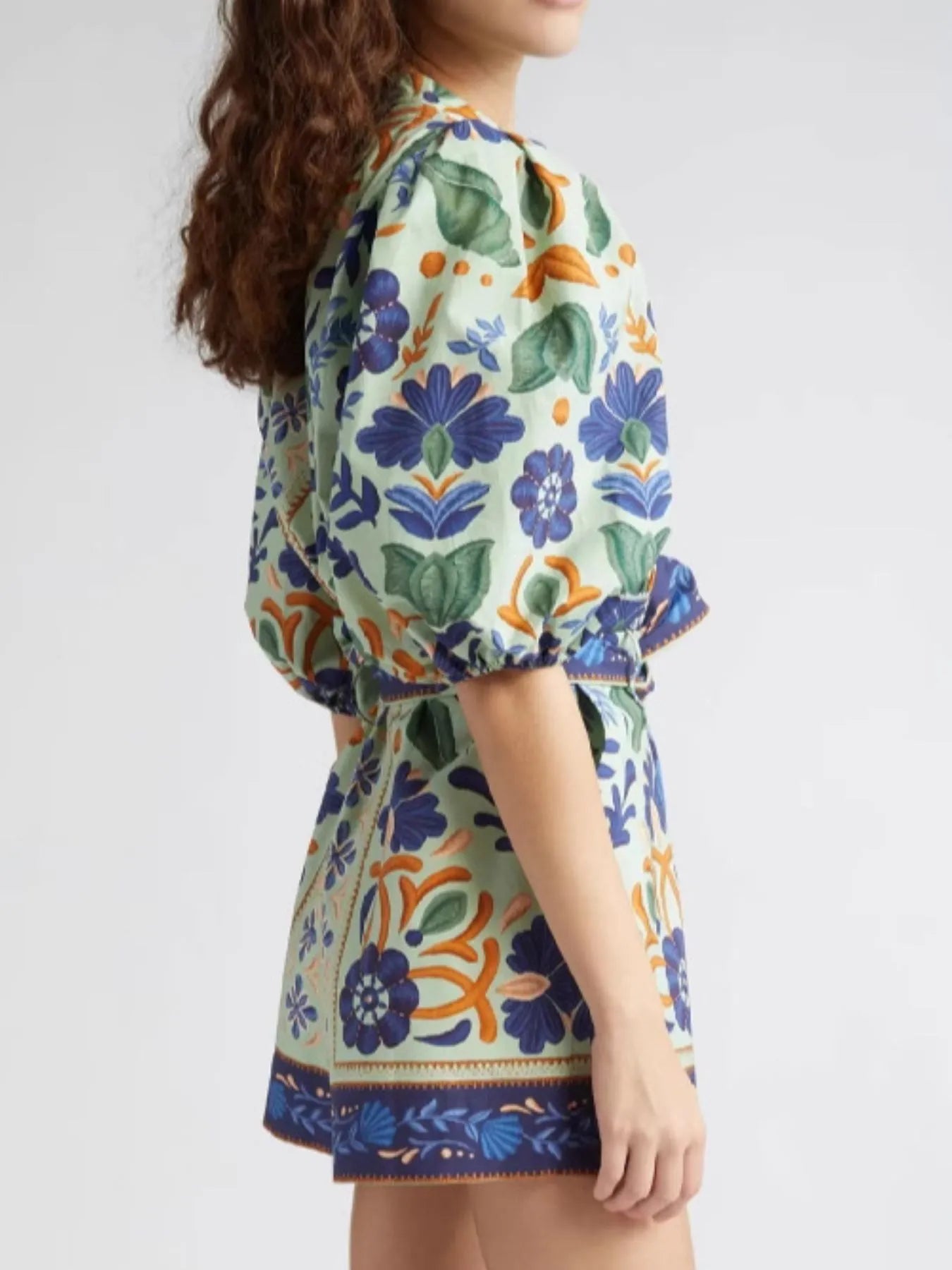 Floral Print Button Front Belted Romper - Roe Creation