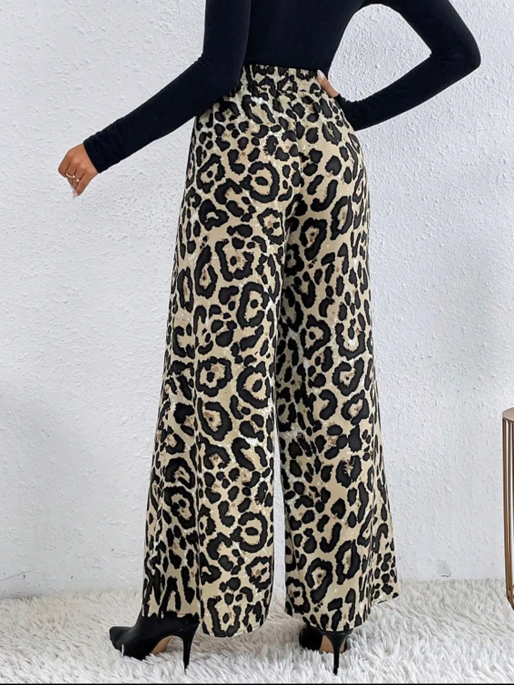 Printed Elastic Waist Wide Leg Pants - Roe Creation