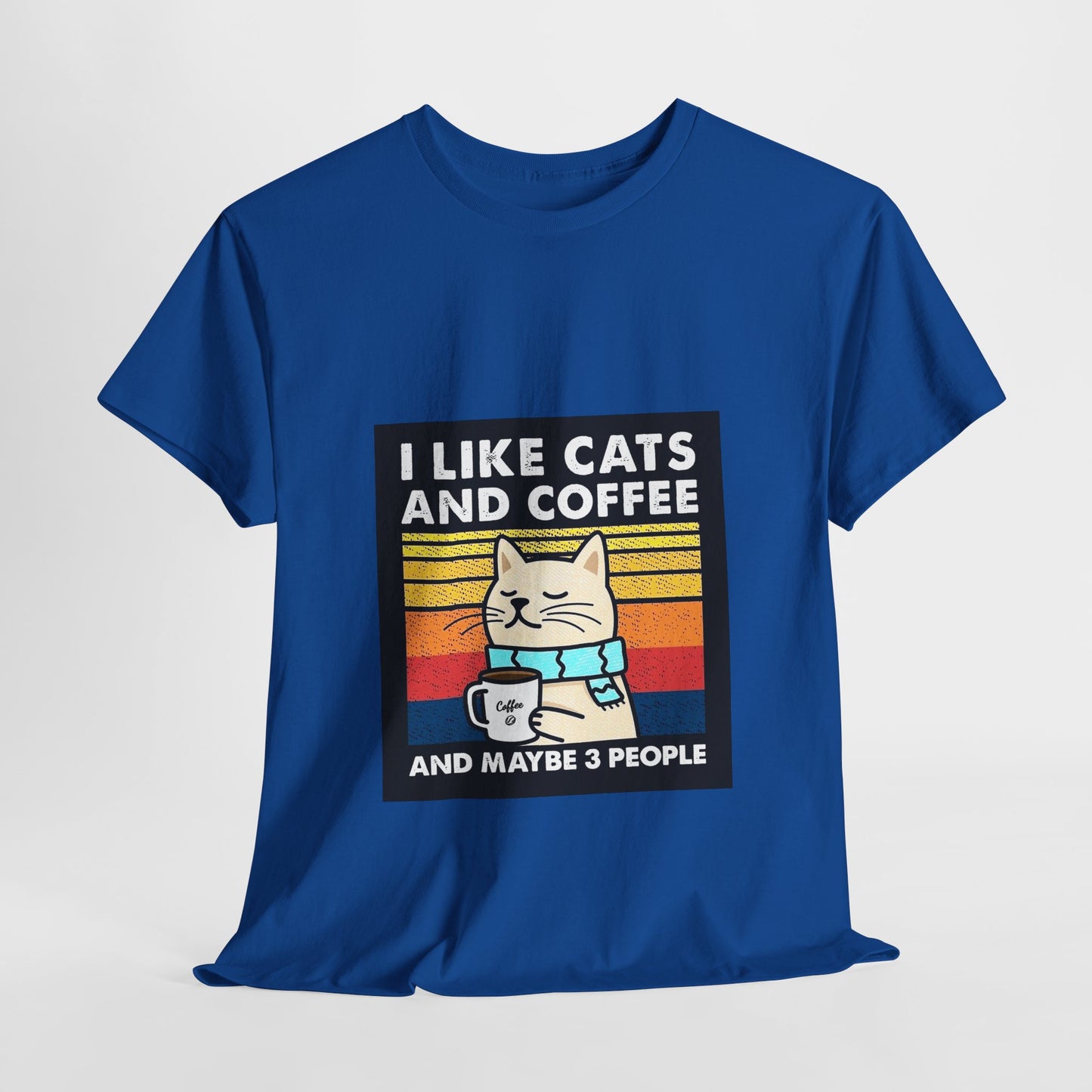 "I Like Cats and Coffee and Maybe 3 People" Unisex Heavy Cotton Tee - Roe Creation