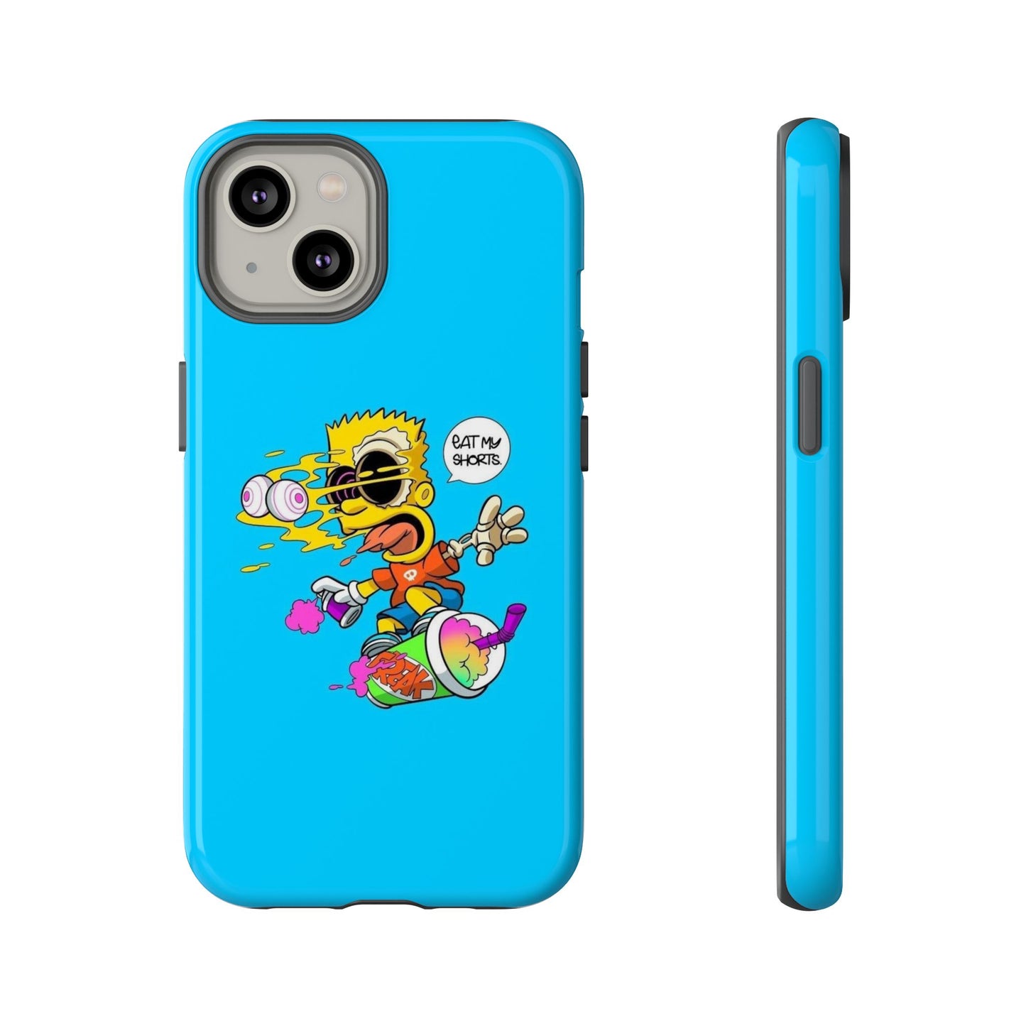 Spongebob Blue Cartoon iPhone Case - 'Eat My Shorts' Design
