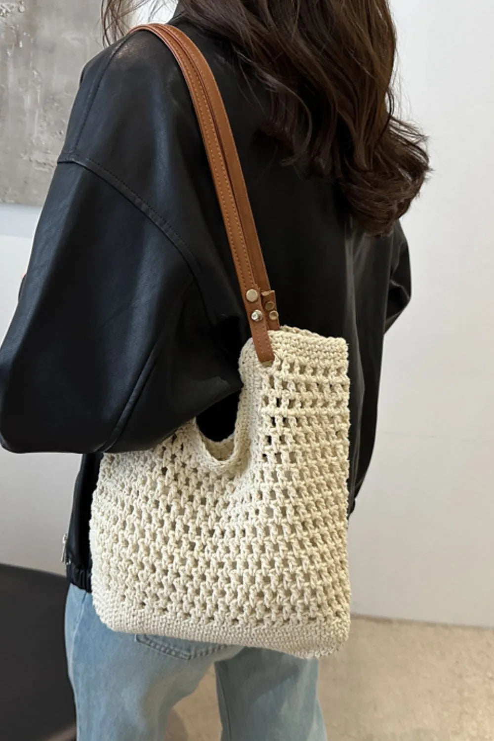Openwork Woven Tote Bag - Roe Creation