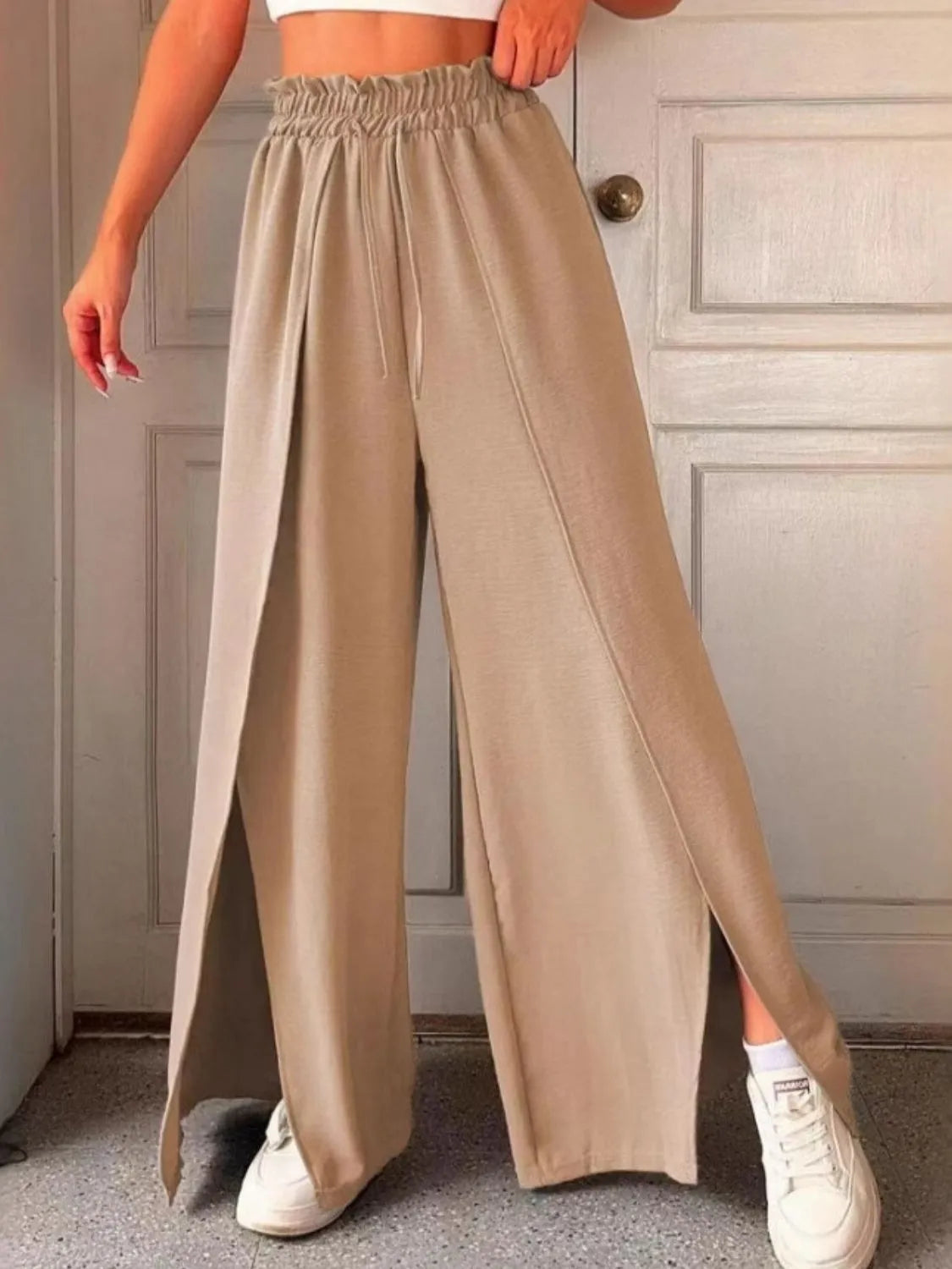 Slit Wide Leg Pants - Roe Creation