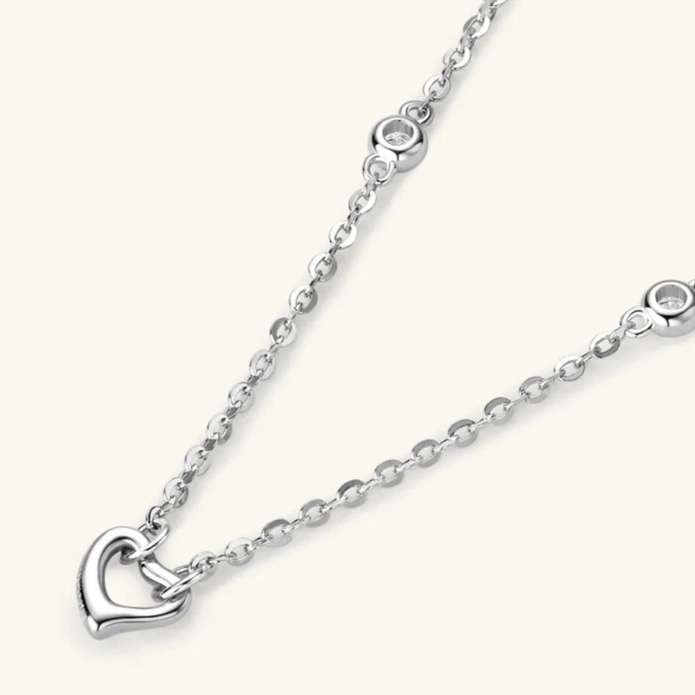 Moissanite 925 Sterling Silver Heart Necklace - Roe Creation