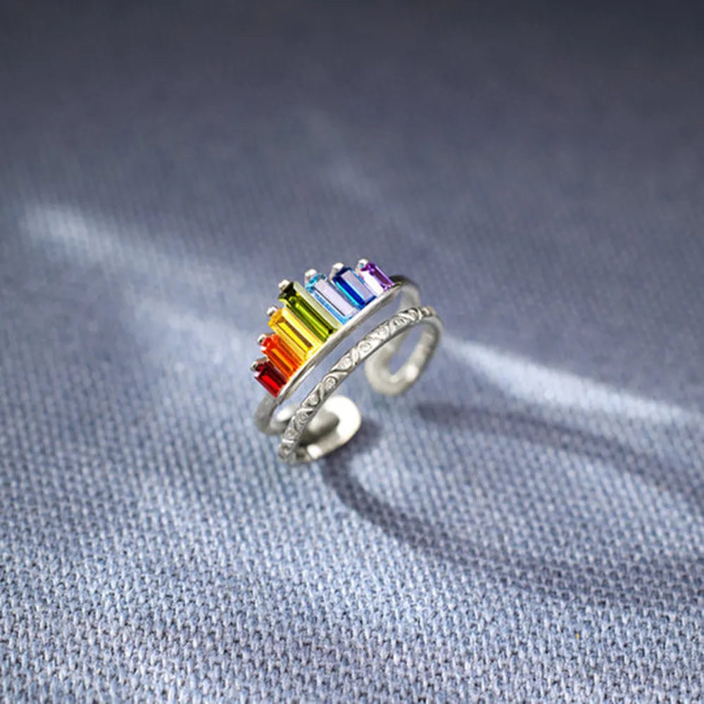 Zircon 925 Sterling Silver Double-Layered Ring - Roe Creation