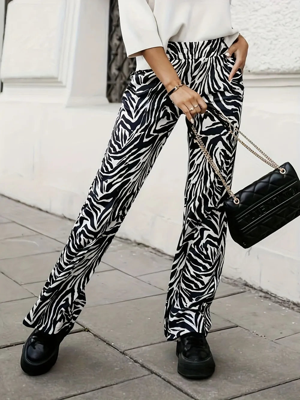 Full Size Animal Print Elastic Waist Pants - Roe Creation