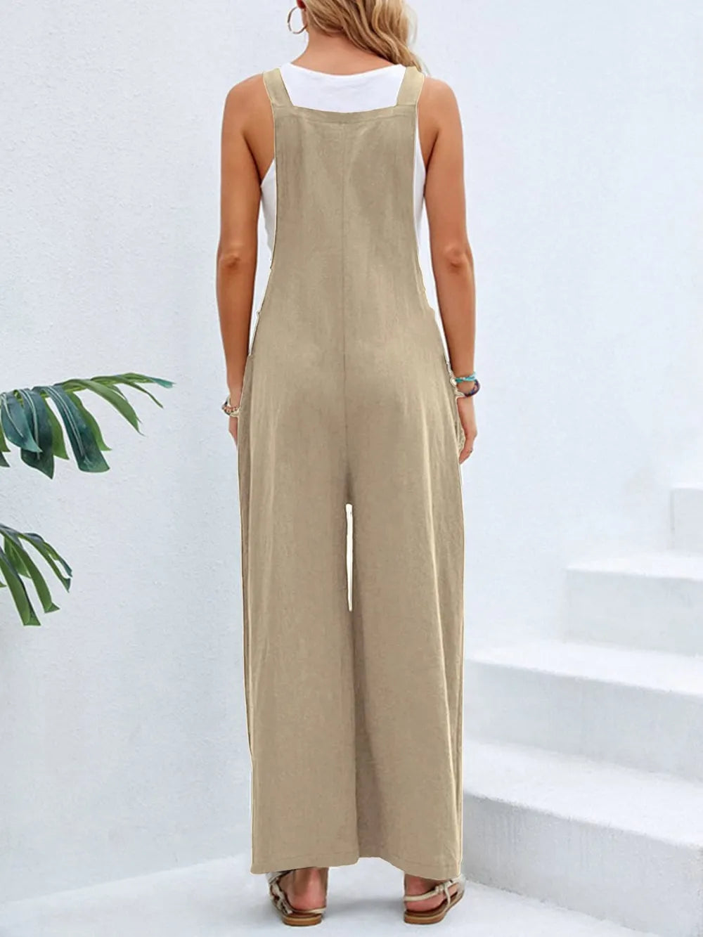 Full Size Square Neck Wide Strap Overalls - Roe Creation