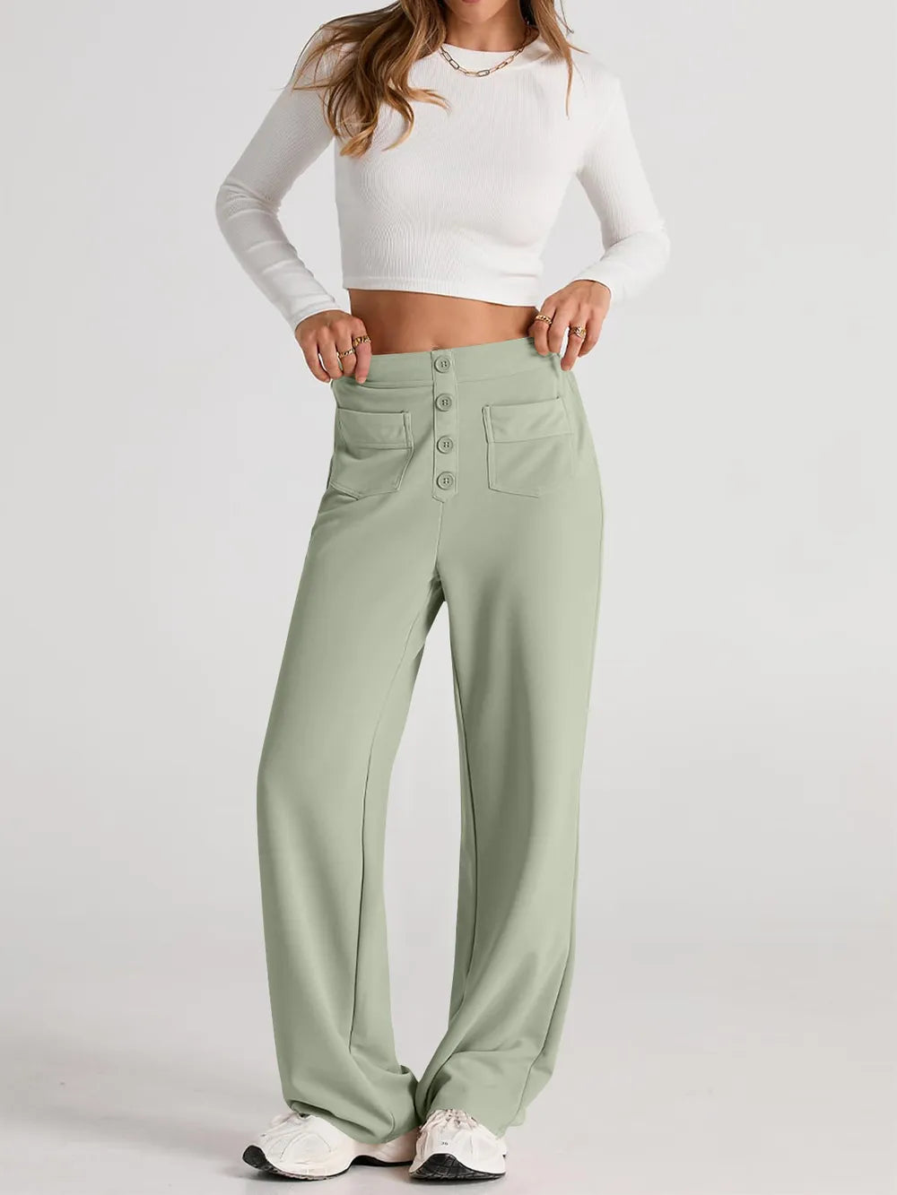 High Waist Wide Leg Pants - Roe Creation