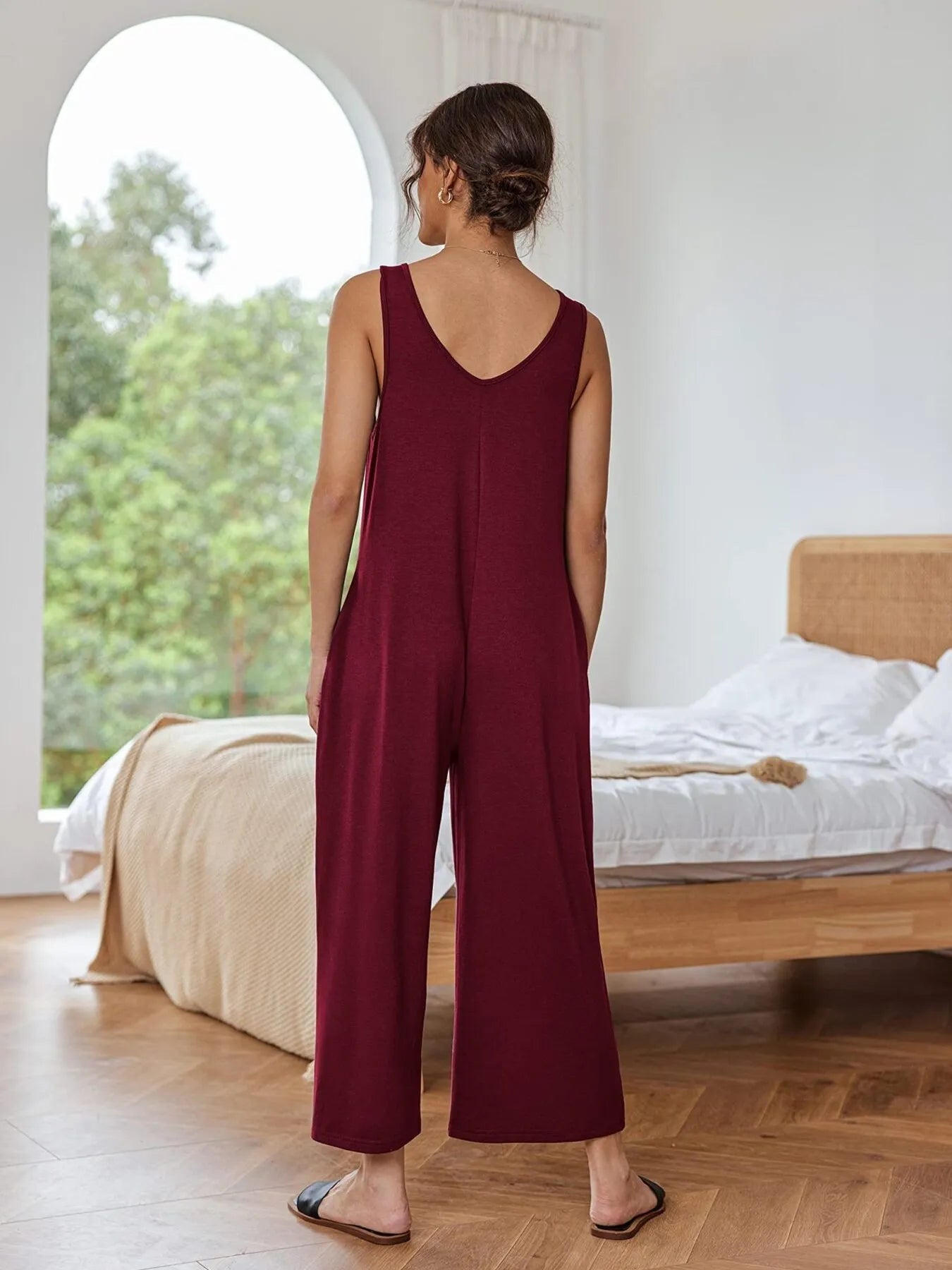 Sleeveless Wide Leg Casual Jumpsuit - Roe Creation