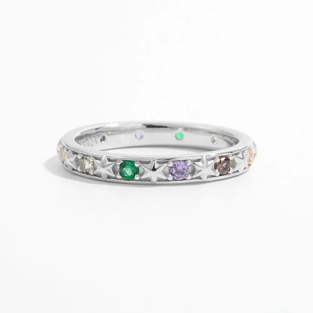 925 Sterling Silver Inlaid Zircon Ring - Roe Creation