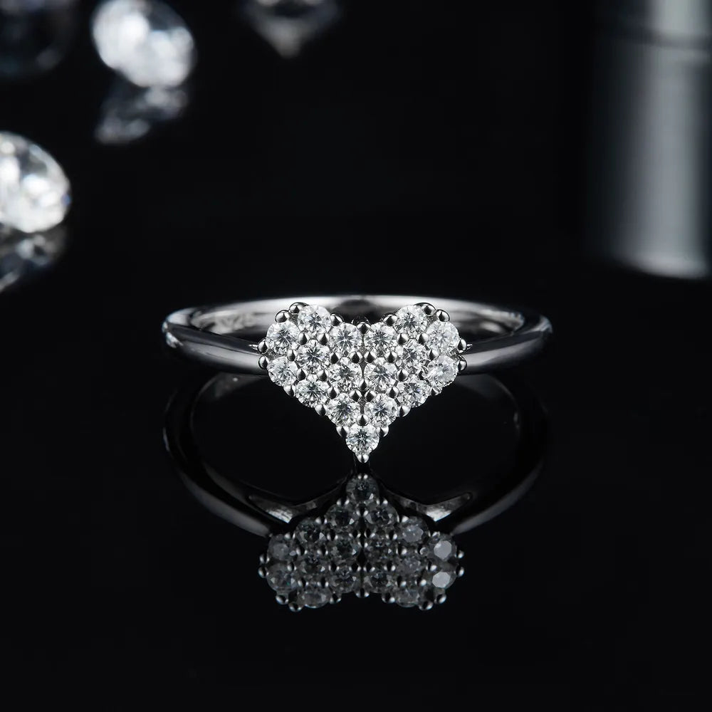 Moissanite 925 Sterling Silver Heart Ring - Roe Creation