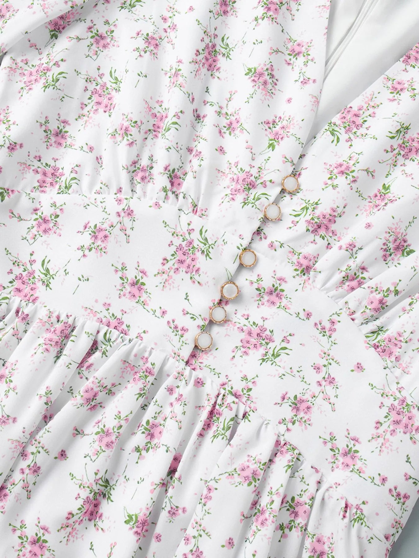 Floral Print Balloon Sleeve Dress - Roe Creation