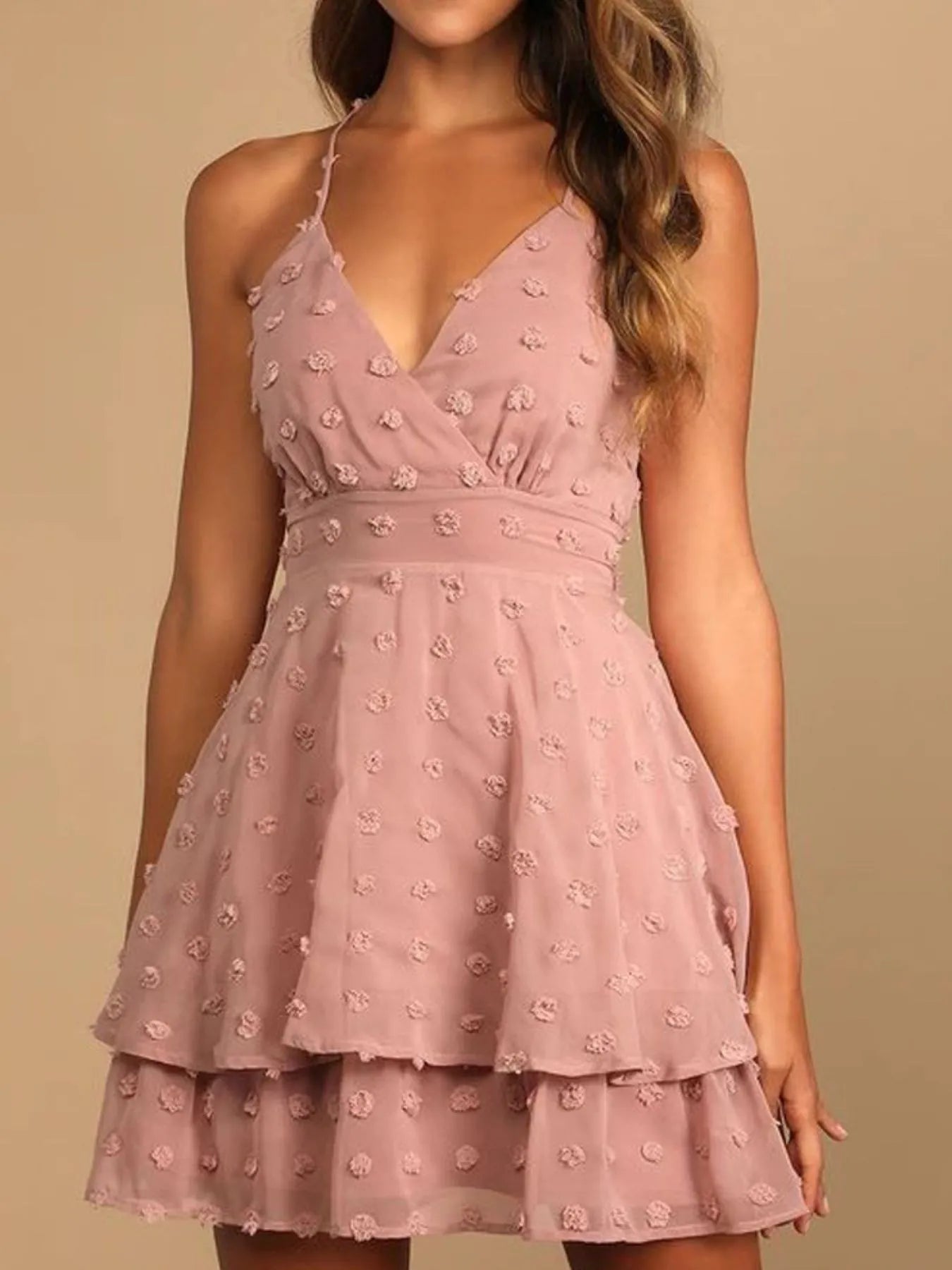 Swiss Dot V-Neck Cami Dress - Roe Creation