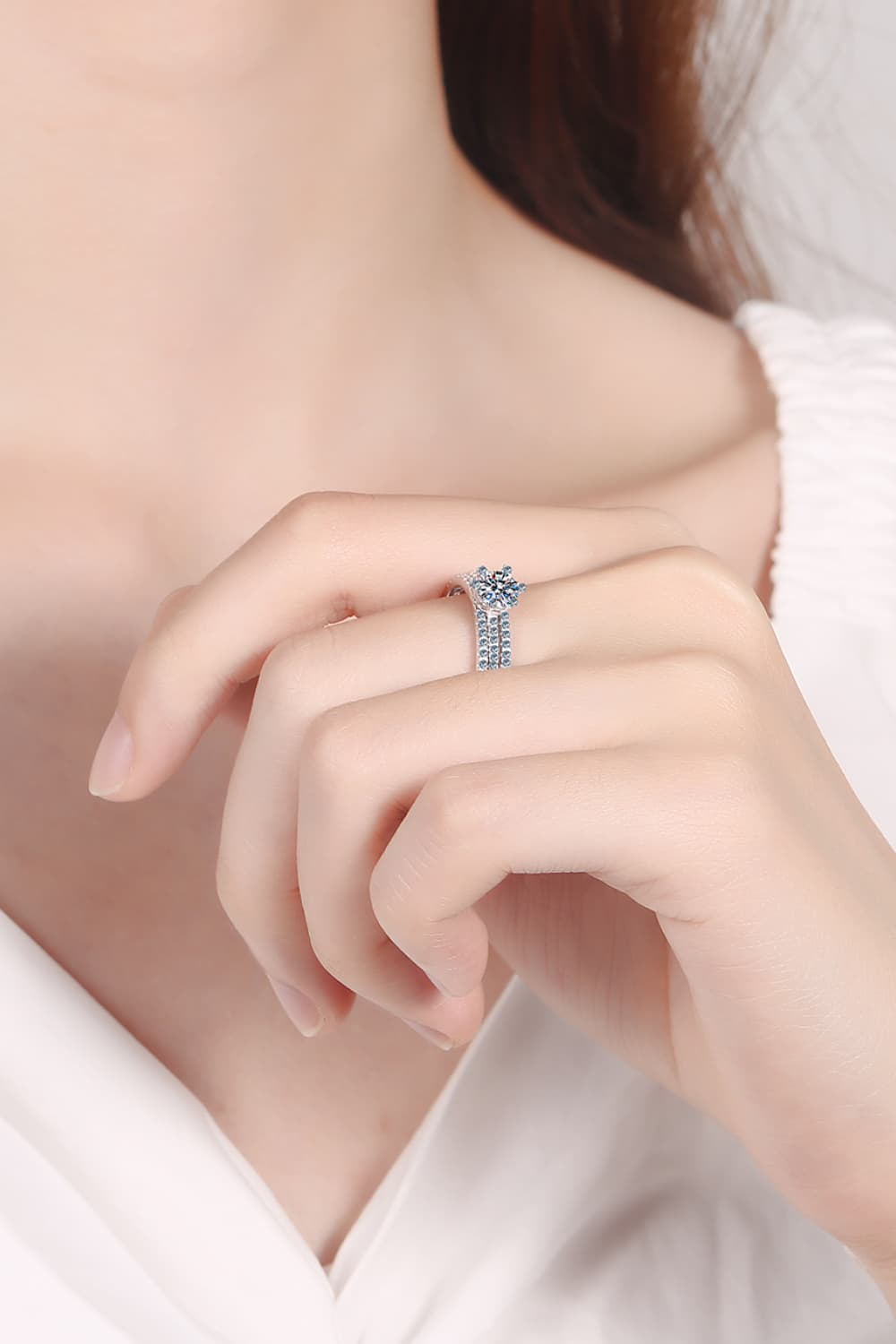 Moissanite 925 Sterling Silver Ring Set - Roe Creation