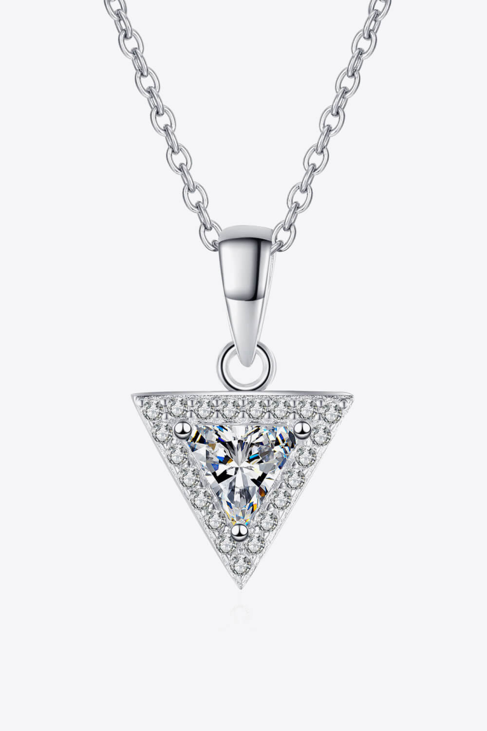 925 Sterling Silver Triangle Moissanite Pendant Necklace - Roe Creation